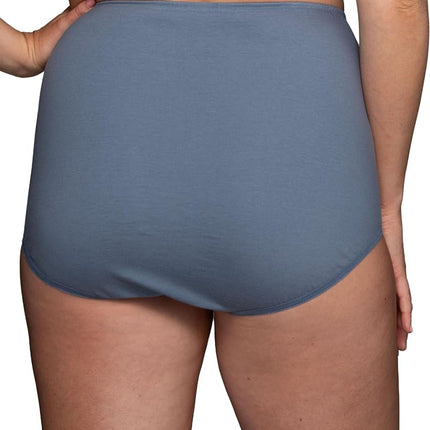 Vanity Fair Women's High Waisted Underwear, Full Coverage Ladies Panties, Perfectly Yours Briefs, Cotton - Steele Blue/Cashmere/Glacier White, 9