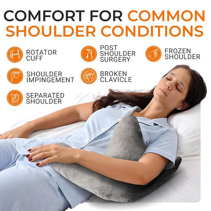 Cheer Collection W Shaped Shoulder Support Pillow, Rotator Cuff Post Surgery Cushion for Neck and Shoulder Pain, Washable Microplush Velour Cover, Gray