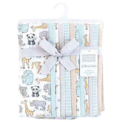 Hudson Baby Unisex Baby Flannel Burp Cloth 12pk, Kangaroo, One Size