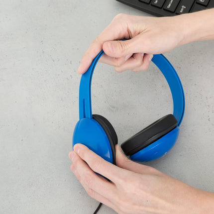 Egghead EGG-IAG-1005FA-BL-SO Heavy Duty Kids Headphone with Tangle-Free, Chew/Kink Resistant Cord, Adjustable headband and Noise Reducing Ear cups, Blue