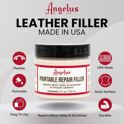 Angelus Leather Filler for Filling or Repairing Holes, Tears, Cracks, Scratches, for Leather Car Seats, Furniture, Shoes- Flexible - 2oz