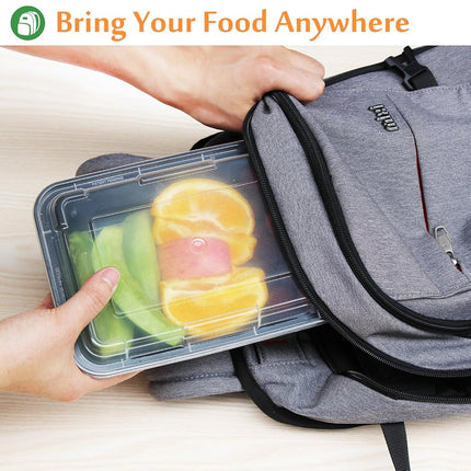 Enther Meal Prep Containers Single 1 Compartment with Lids, Food Storage Bento BPA Free | Stackable | Reusable Lunch Boxes, Microwave/Dishwasher, Freezer Safe,Portion Control (28 oz), Black and Clear