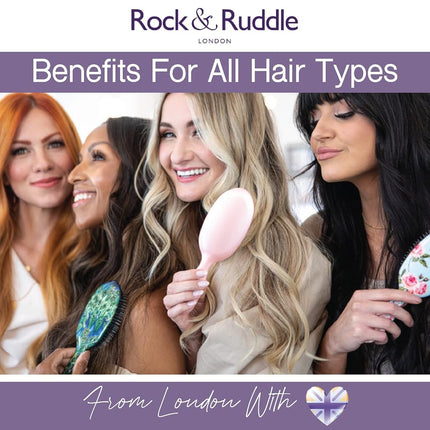 Rock & Ruddle Natural Mixed Boar Bristle Hair Brush for Women and Kids (Small/Travel Size, 17.5cm) - Perfect for Wet or Dry Hair, Detangling Smoothing Blowdrying - Made in UK - Cute Cats