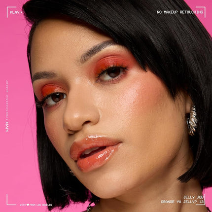 NYX Professional Makeup Jelly Job Peptide Lip Gloss, High-Shine Glassy Finish, Volumizing Peptide Complex & Cherry Oil, 16 Shimmer & Pure-Shine Shades, Shade: Orange Ya Jelly?