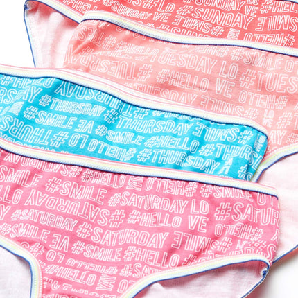 Maidenform Girl Girls' Big Cotton Brief Underwear 9 Pack, Hashtag Days, 4T