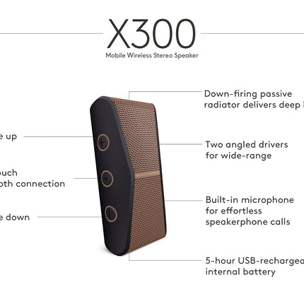 Logitech Mobile Speaker Stereo Wireless X300 984-000392 Copper (Black)
