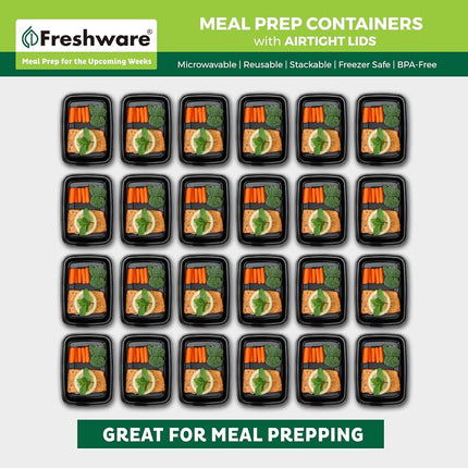 Freshware Boîtes de conservation repas [Lot de 150] Boîtes de conservation alimentaire à 1 compartiment avec couvercles, boîte Bento, sans BPA, empilables, micro-ondes/lave-vaisselle/congélateur (28 oz)