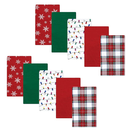 Bavoirs en flanelle de coton pour bébé unisexe Hudson Baby, tartan blanc, taille unique