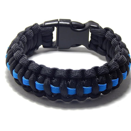 Paracord Survival Bracelet Black Thin Blue Line Police