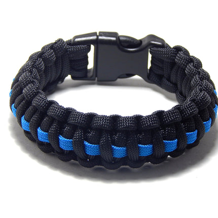 Paracord Survival Bracelet Black Thin Blue Line Po