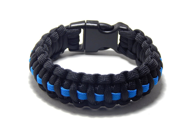Paracord Survival Bracelet Black Thin Blue Line Po
