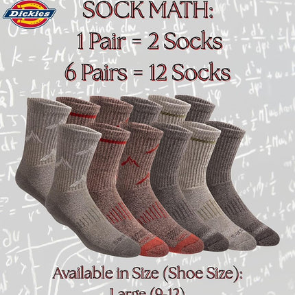 Dickies Men's Dri-tech Moisture Control Mid-Crew Socks, Available in M-XL (6, 12, Comfort Length Olive Assort (6 Pairs), Large (Pack of 6)
