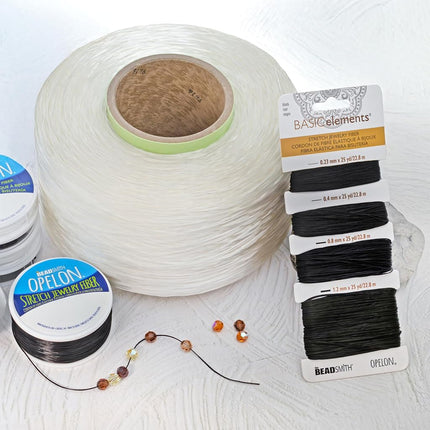 The Beadsmith Opelon Stretch Cord – Elastic Beading Fiber, Black, 1.2 mm Diameter, 5 Meters (16.4 ft) Spool