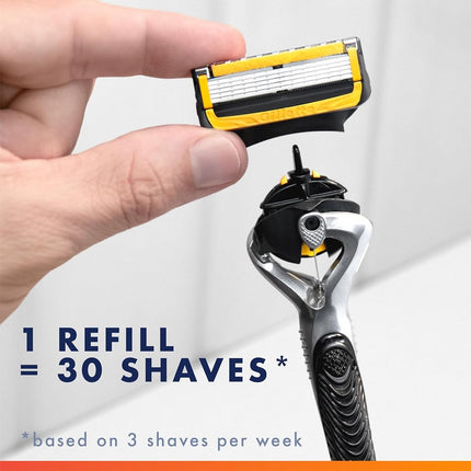 Gillette ProGlide Shield Razor for Men, 1 Gillette Razor, 5-Blade Refills, FlexBall Handle, Lubrication Before and After Blades, Black Brown, Plastic Handle