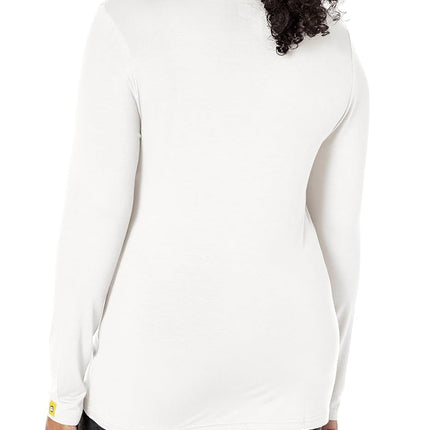 WonderWink 2009AWHTLG Knits and Layers Women's Silky Long Sleeve Viscose Rayon Tee, White, Standard-L Size