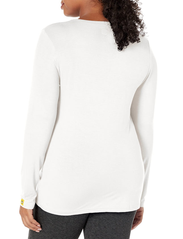 WonderWink 2009AWHTXL Knits and Layers Women's Silky Long Sleeve Viscose Rayon Tee, White, Standard-XL Size