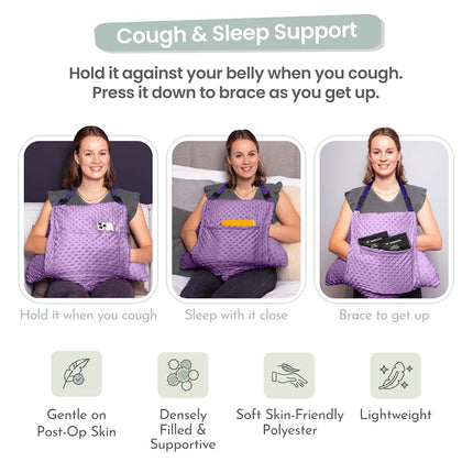 MOYOAMA 3 Pcs Hysterectomy Pillow Set - Incl 2 Gel Packs for Soothing Relief - Hysterectomy Recovery Must Haves After C Section,Post Surgery Pillow,Abdominal Surgery Recovery Pillow,Hysterectomy Gifts