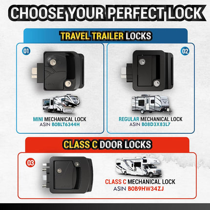 LATCH.IT Black RV Door Latch | RV Door Locks for Travel Trailers | Travel Trailer Door Latch | 100% Metal Camper Door Lock 4 Camper Keys | Trailer Door Lock Only Fits 2.75"x3.75" Door Lock Hole