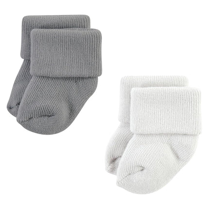 Hudson Baby Unisex Baby Cotton Rich Newborn and Terry Socks, Gray Stripe, 6-12 Months, Gray Stripe 12 Pack, 6-12 Months