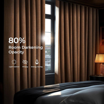 HPD Half Price Drapes Faux Linen Textured Room Darkening Curtains for Bedroom 120 Inches Long (1 Panel), 50W X 120L Curtains for Living Room Home Decor, Butterscotch