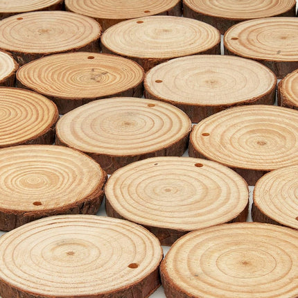 ARTEZA Rondelles de bois naturel, 45 pièces, 6,1-7,1 cm de diamètre, 1 cm d'épaisseur, disques ronds en bois de pin avec écorce pour l'artisanat, les décorations de Noël, les centres de table et la peinture, marron, petit