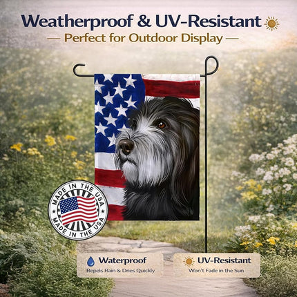 Caroline's Treasures CK6480GF Catalan Sheepdog Dog American Flag Flag Garden Size, Small, Multicolor