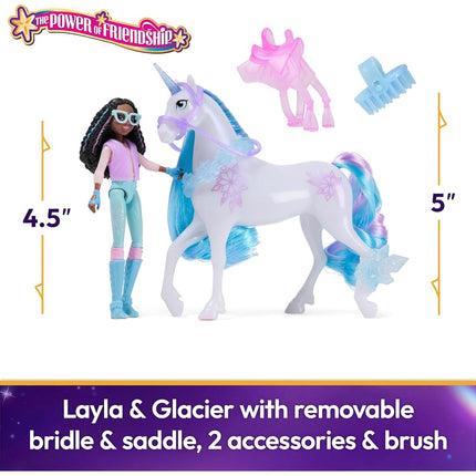 Unicorn Academy, Layla & Glacier Power of Friendship Set, Easter Gifts Idea, Dolls & Unicorn Toys, Includes Translucent Saddle & 2 Power Accessories, Metallic