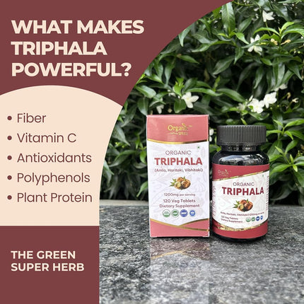 Organic Spree Triphala 120 Tablets - Amla, Haritaki & Bibhitaki - 60 Days Supply - Supports Digestion, Occasional Bloating & Colon Cleanse* | USDA Organic, GMP, HACCP Certified - Pack of 3