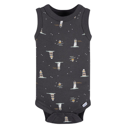 Gerber baby-boys Multi-pack Sleeveless Onesies Bodysuit, Coastal, 12 Months