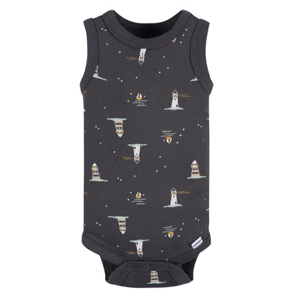 Gerber baby-boys Multi-pack Sleeveless Onesies Bodysuit, Coastal, 6-9 Months