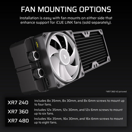 CORSAIR Hydro X Series XR7 360mm V2 Custom Cooling Radiator – Compatible with iCUE LINK Fans, 3x120mm Fan Mounts, Screw Protection Plates, G1/4” Threads – Black