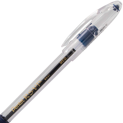 Bolígrafo Pentel RSVP, (0.7mm) Trazo Fino, Tinta Azul, Contenedor de 72 unidades (BK90PC72C)