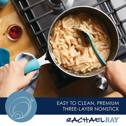 Rachael Ray Cook + Create Nonstick Saucier Pan/Saucepan, 3 Quart, Agave Blue