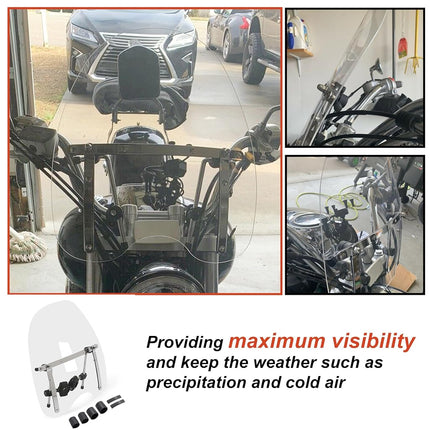 ECOTRIC 18"x16" Clear Universal Windshield Compatible with Harley Davidson