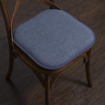 Sweet Home Collection Chair Cushion Memory Foam Pads Honeycomb Pattern Slip Non Skid Rubber Back Rounded Square 16" x 16" Seat Cover, Alexis Denim - 4 Pack