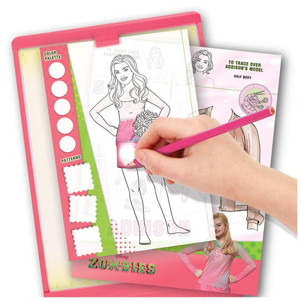 Make It Real Disney Zombies Fashion Designer Drawing Kit - Light Table, Sketchbook, Stickers - Ages 8+