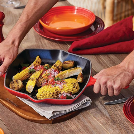 Le Creuset, Sartén Cuadrada para Parrilla Signature de Hierro Fundido Esmaltado de 26 cm, Shallot