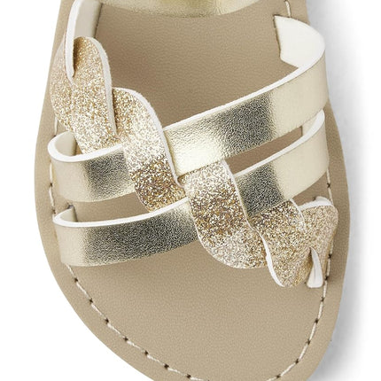 Gymboree Sandalias Planas para Niña y Niña Pequeña, Doradas, 6 US Niño Pequeño