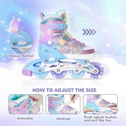 Nattork Kids Adjustable Inline Skates for Girls Boys - Purple Blades Roller for Kids Youth Age 10 11 12 Indoor Outdoor Sports