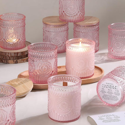 8 oz Glass Candle Jars with Wood Lids | 10-Pack | 