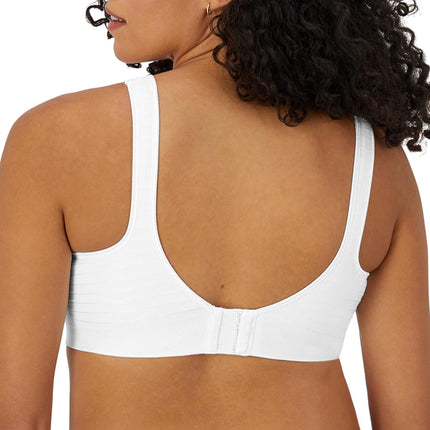Bali Women's Wireless, Comfort Revolution Seamless Bra, ComfortFlex Fit, Moisture-Wicking, White Stripe, S