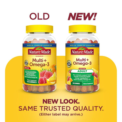 Nature Made Multivitamin + Omega-3 Gummies, 140 Count Value Size for Daily Nutritional Support† (Packaging May Vary)