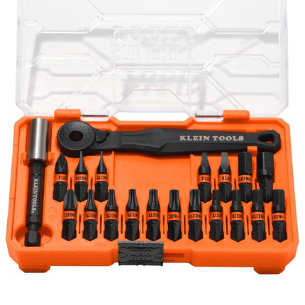 Klein Tools 32787S Proflex Micro Ratchet Impact Driver Bit Set S2 Steel 20 Pack Storage Case Compatible with MODbox Magnetic Bit Holder