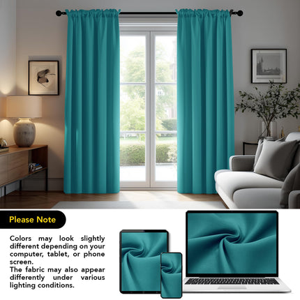 Deconovo Rideaux Occultants Oeillets et Passe-Tringle, Turquoise, 42W x 54L