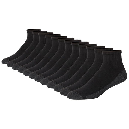Calcetines tobilleros Hanes Max Cushioned para hombre, que absorben la humedad con control de olores, paquete múltiple, negro-12, 4.5-12 UK (paquete de 12)