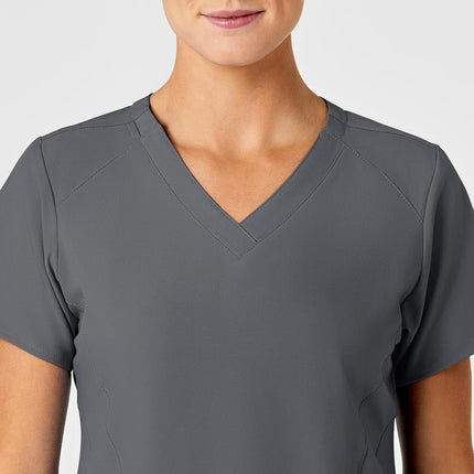 WonderWink W123 6155 Women's Stylized V-Neck Top, Pewter, 3-X-Large