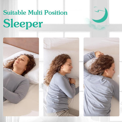 Three Geese White Goose Feather Polyester Bed Pillows Standard Size Set of 2- Soft 600 Thread Count 100% Cotton, Medium Firm,Soft Support Surround Fill Polyester (Standard Size:Pack of 2)