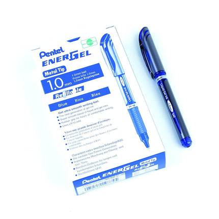 Pentel EnerGel Gel Pen with Cap, 1.0mm, Silver Bar