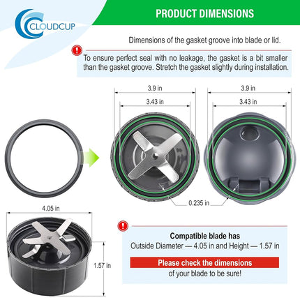 CloudCUP Joint de remplacement 3 pièces, compatible avec Nutribullet Pro séries 900 et 600W, silicone gris, pièces de mixeur