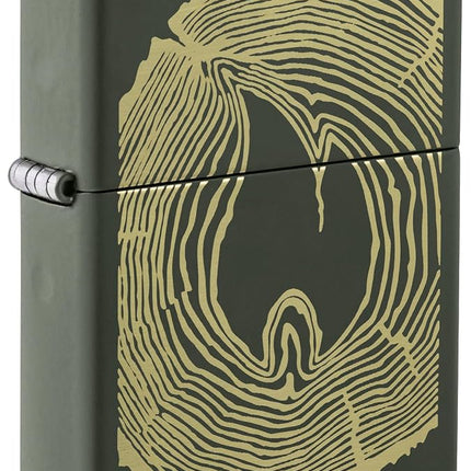 Zippo Wood Ring Design Lighter, Green Matte